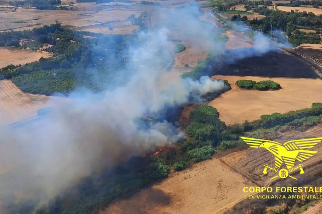 L'incendio a Serramanna