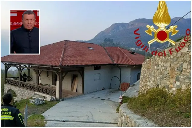 La villa e, nel riquadro, Vladimir Solovyev