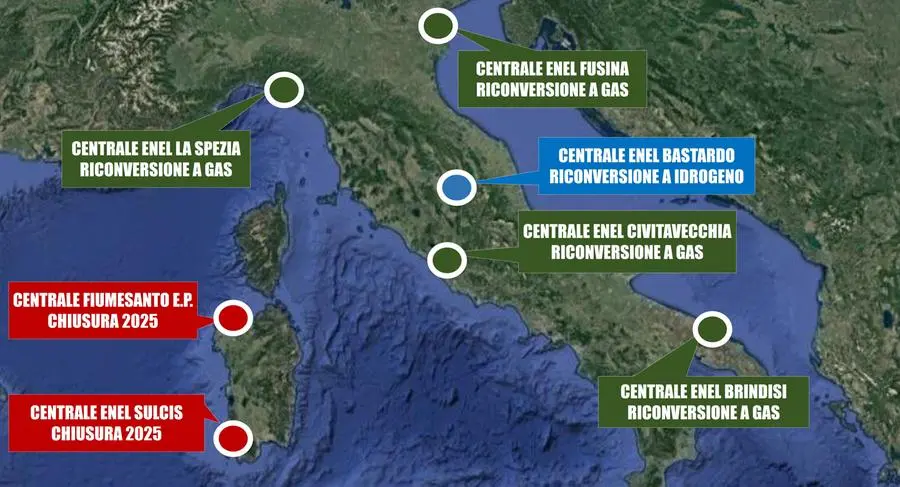 La mappa delle centrali Enel a carbone da riconvertire a gas e quelle escluse