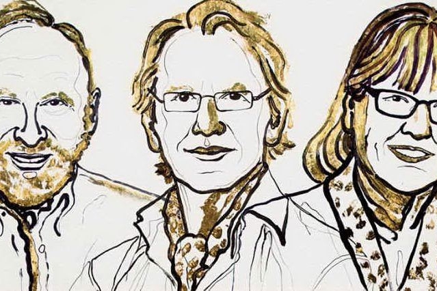I tre ricercatori nell'immagine diffusa dalla Reale Accademia Svedese