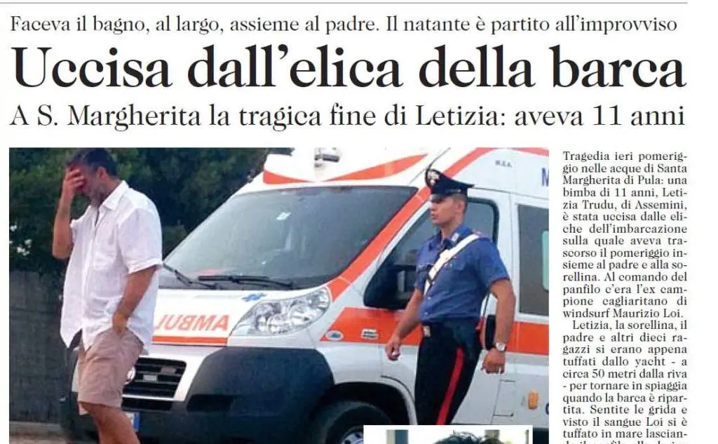 La notizia sulle pagine de L'Unione Sarda