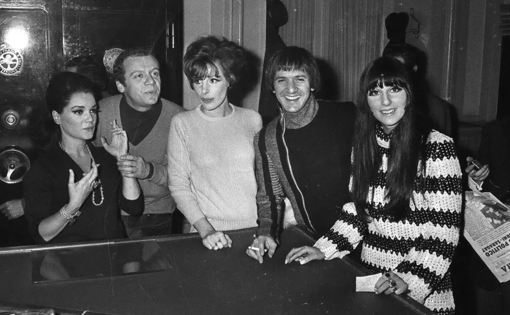 Connie Francis, Johnny Dorelli, Ornella Vanoni, Sonny e Cher a Sanremo in un'immagine del 26 gennaio 1967 (Ansa)