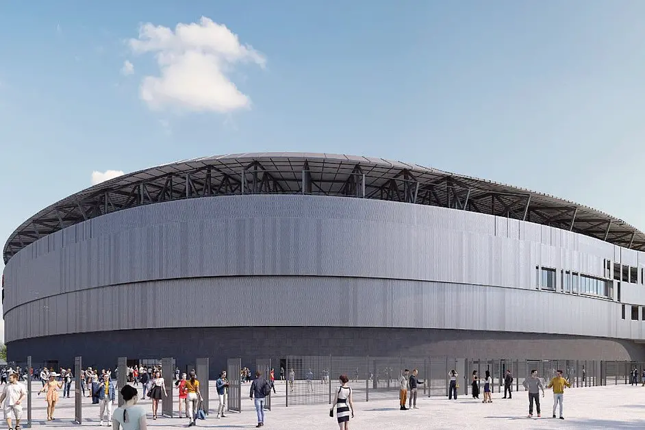 Un render del nuovo stadio del Cagliari