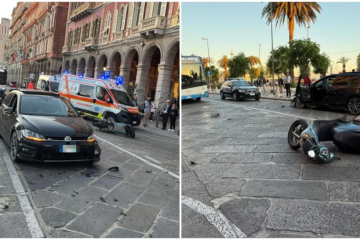 L'incidente in via Roma (foto Gianluigi Deidda)