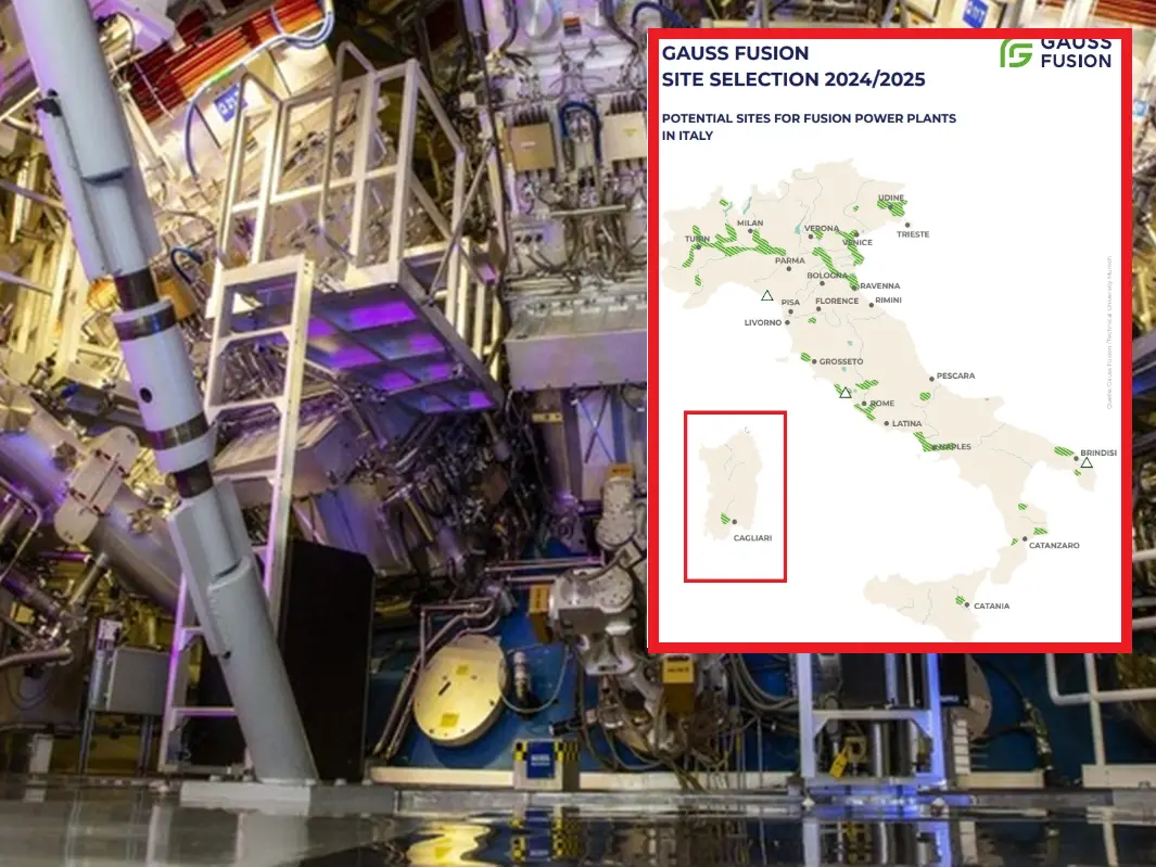 Una centrale a fusione (Ansa) e la mappa italiana dei siti potenziali