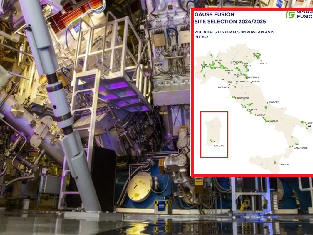 Una centrale a fusione (Ansa) e la mappa italiana dei siti potenziali