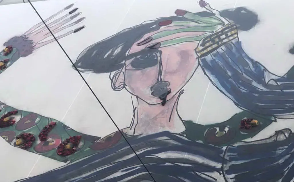Il dettaglio di uno dei personaggi ritratti da Marras