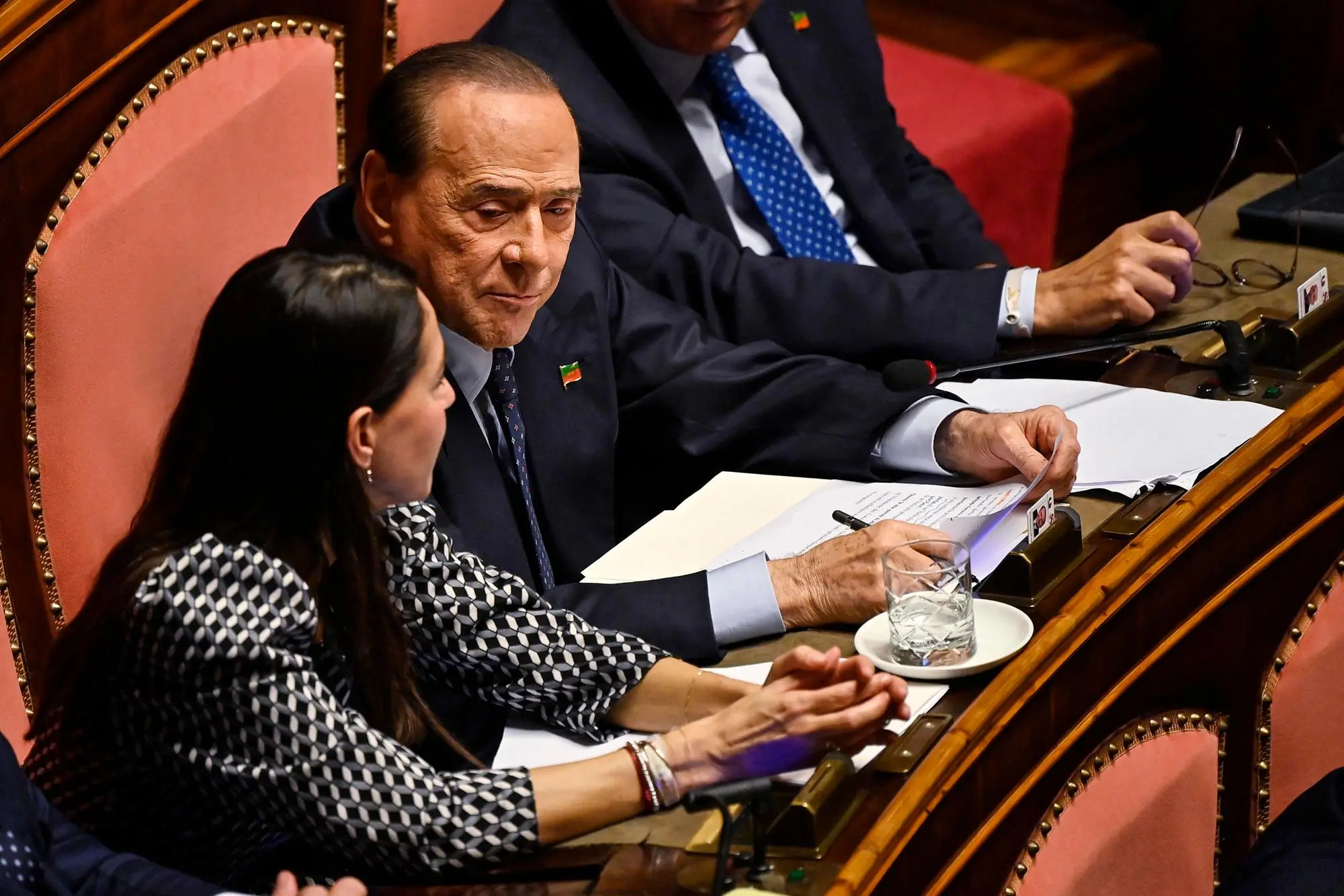 Silvio Berlusconi a Palazzo Madama (Ansa)