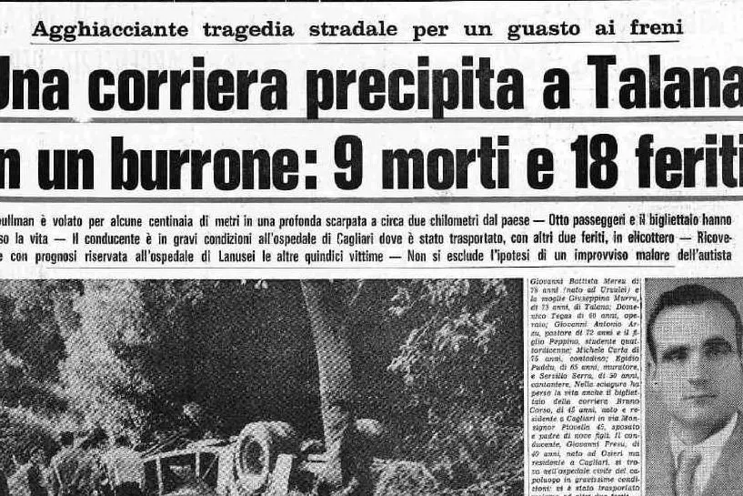#AccaddeOggi: 5 giugno 1972 L'Unione Sarda dà notizia del terribile incidente a Talana