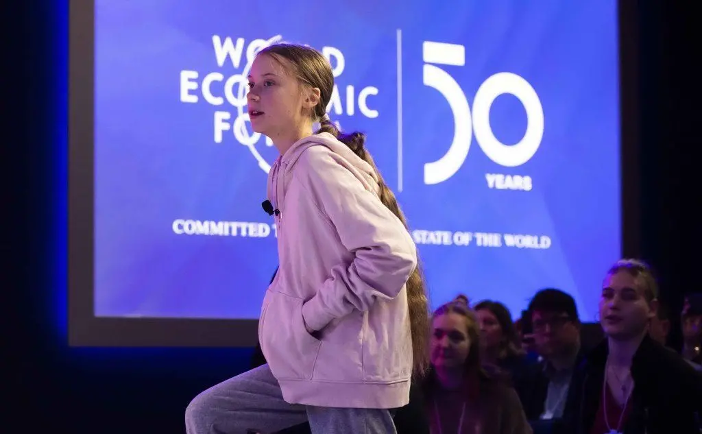 Greta Thunberg a Davos (Ansa)
