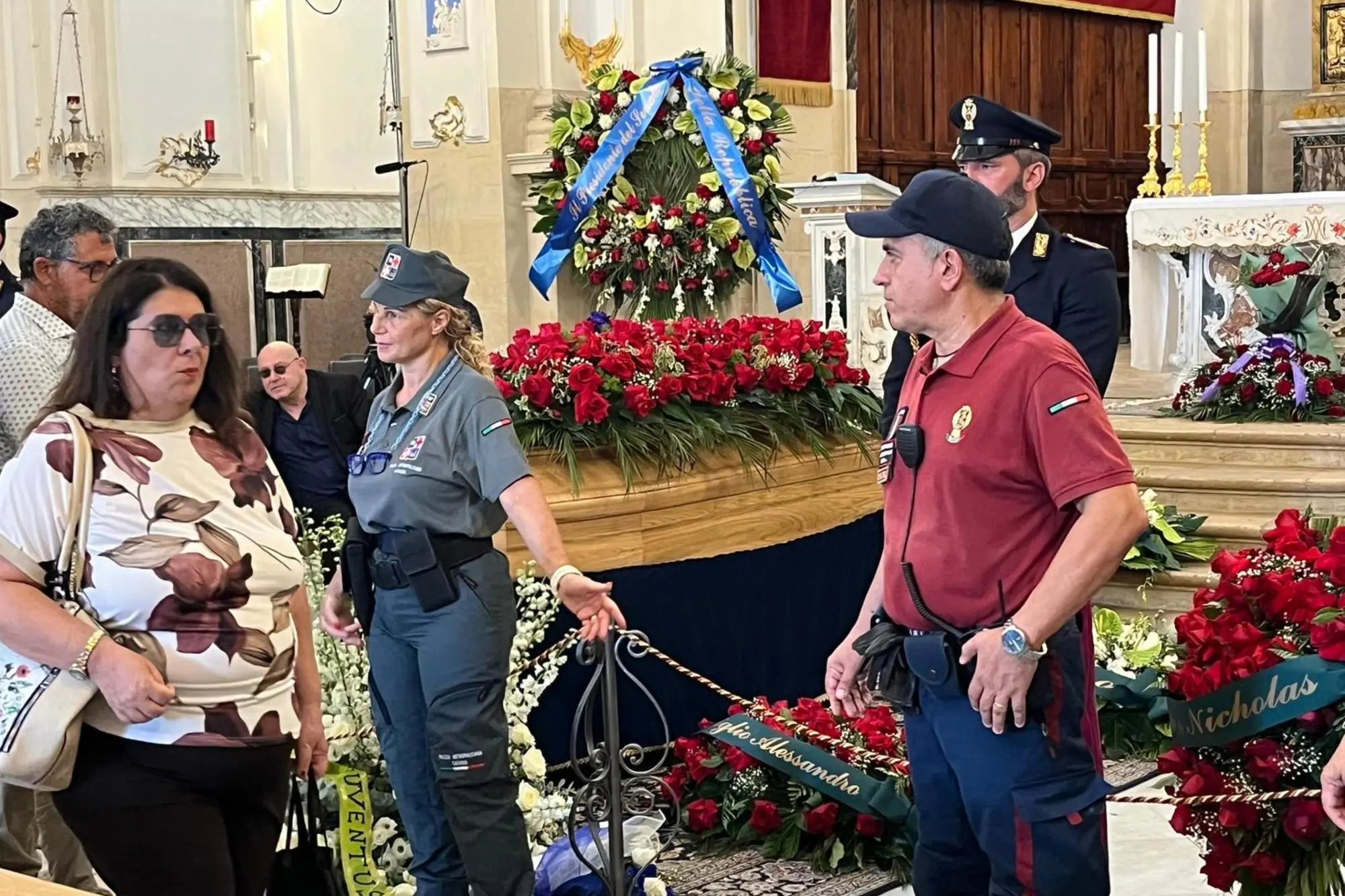 Nella chiesa di Santa Maria della Stella, a Militello, i funerali di Pippo Baudo, 20 agosto 2025 ANSA/Alessandro Ricupero
