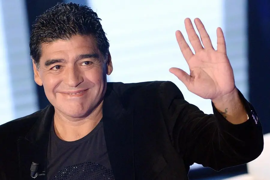 Argentinian soccer legend Diego Armando Maradona is seen during his presence in Italian Tv Show 'Che tempo che fa', Milan, 20 October 2013. ANSA/DANIEL DAL ZENNARO