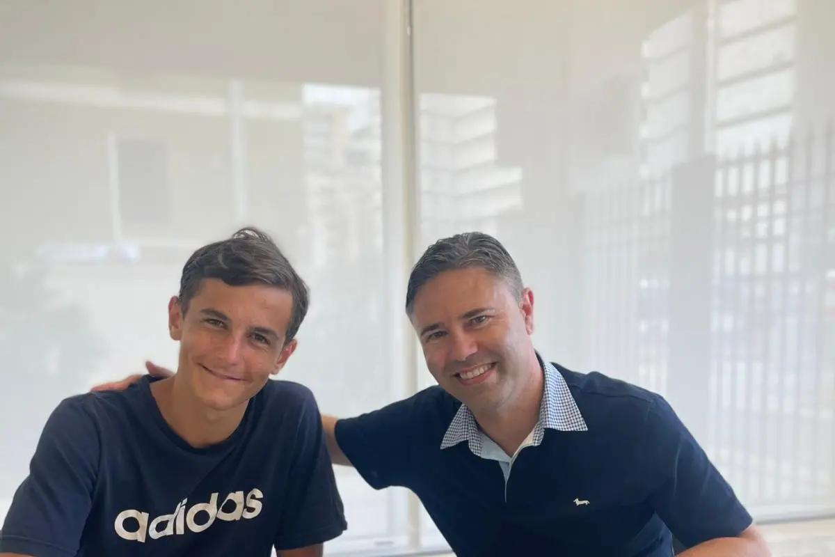 Leonardo Laudi con il tecnico dell'Azzurra Davide Canosa