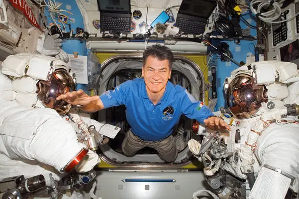 Paolo Nespoli sulla Stazione spaziale (foto via Ansa)