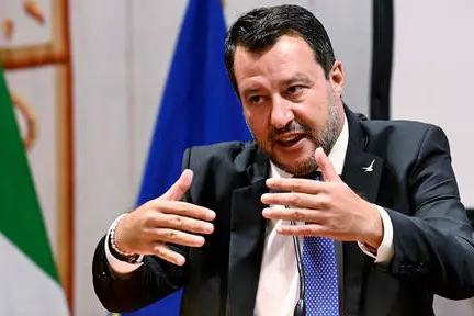 Il leader della Lega Matteo Salvini durante il convegno in occasione dei 20 anni dallÕattentato alle Torri Gemelle dellÕ11 settembre 2001 nella Sala Zuccari di Palazzo Giustiniani, Roma, 10 settembre 2021. ANSA/RICCARDO ANTIMIANI