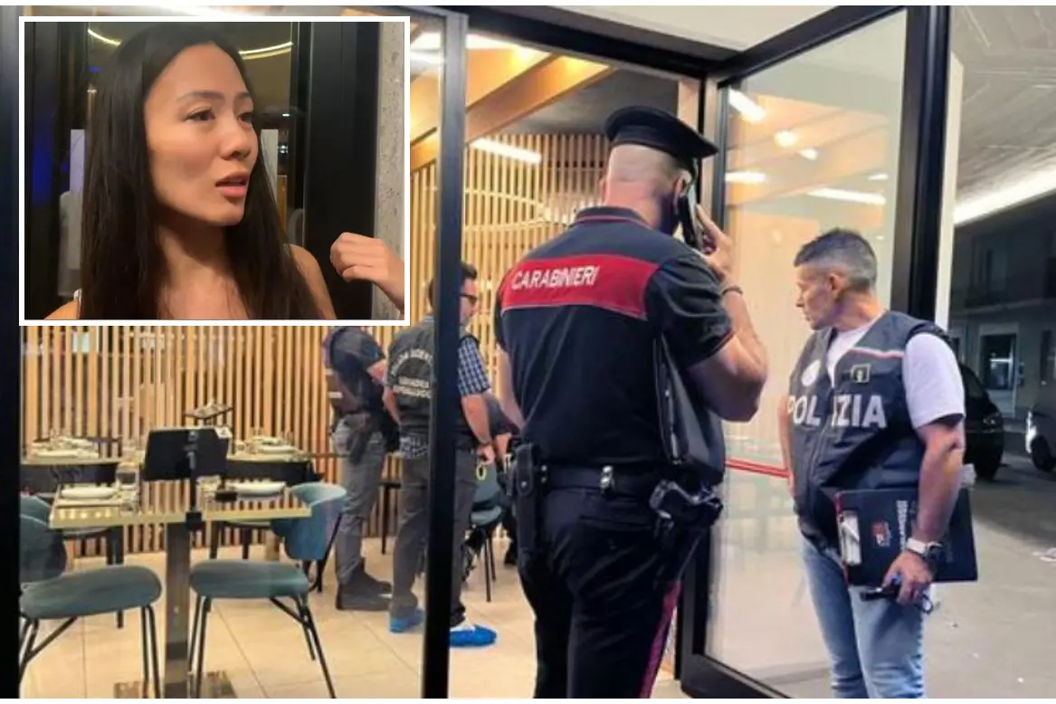 Le forze dell'ordine nel ristorante dopo l'aggressione