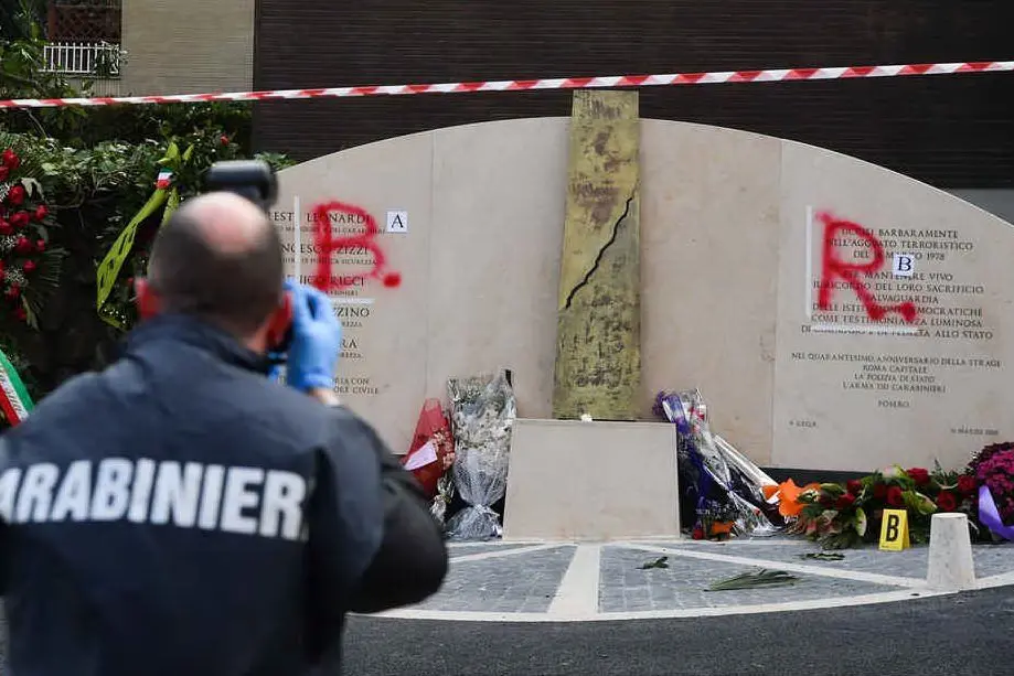 Il monumento sfregiato di via Fani