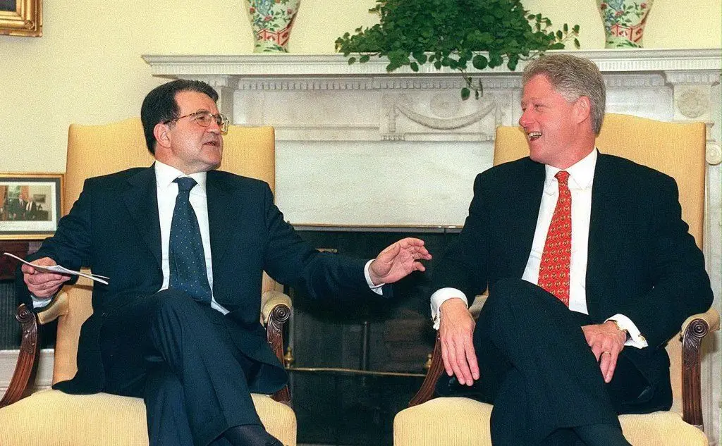 Prodi con Bill Clinton alla Casa Bianca nel 1996