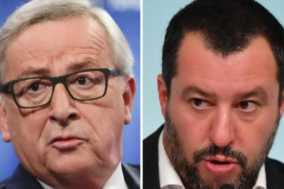 Jean-Claude Juncker e Matteo Salvini (Ansa)