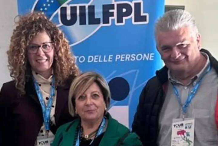 Sassari, Uil Fpl: Mariangela Campus (al centro) con altri dirigenti (Foto concessa)