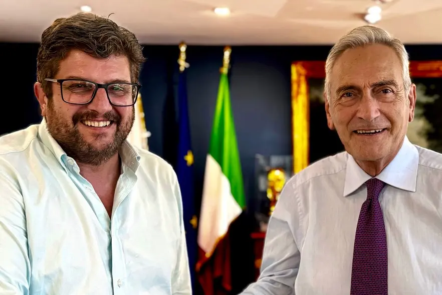 Silvio Baldini, nuovo allenatore dell'Italia Under-21 (a sinistra), col presidente della Figc Gabriele Gravina (foto Figc)