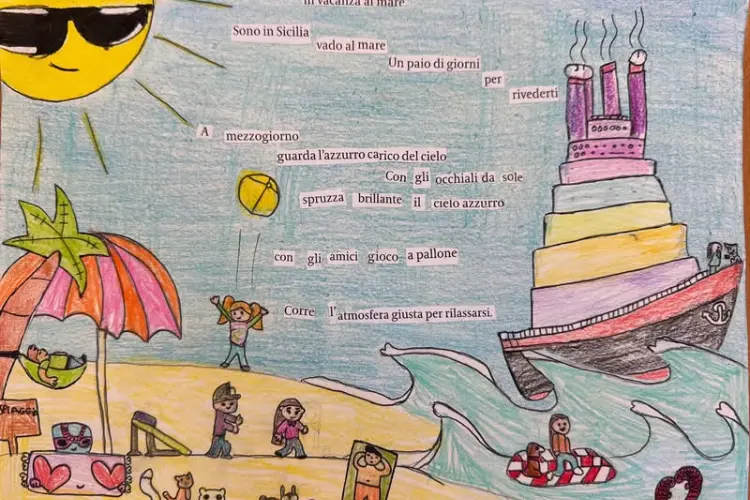 Uno dei disegni per Versi svelati, l'iniziativa dei comuni del Coros (foto concessa)