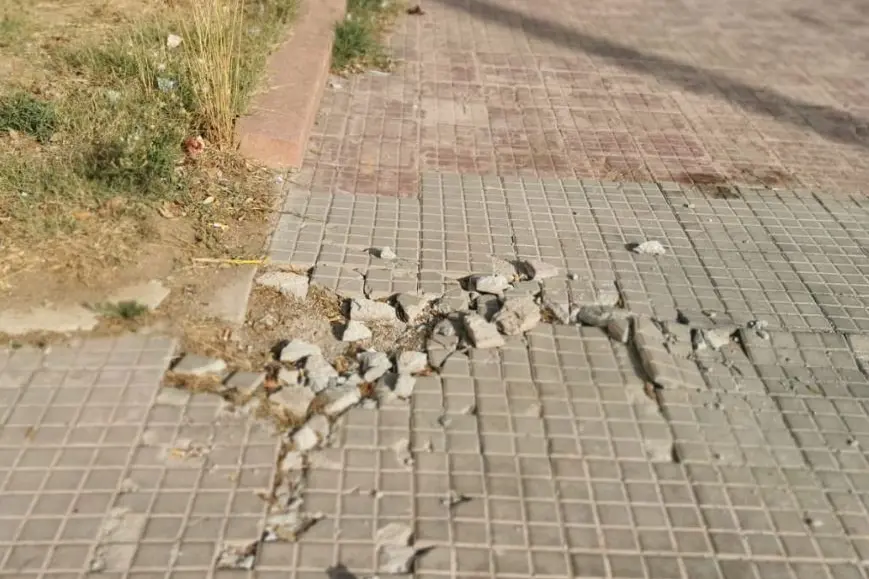 Marciapiedi dissestati in viale delle Vigne (foto Pala)