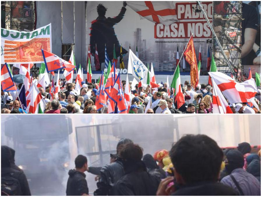 “Padroni a casa nostra”: a Milano il raduno di Lega e Patrioti. Momenti di tensione con gli antagonisti