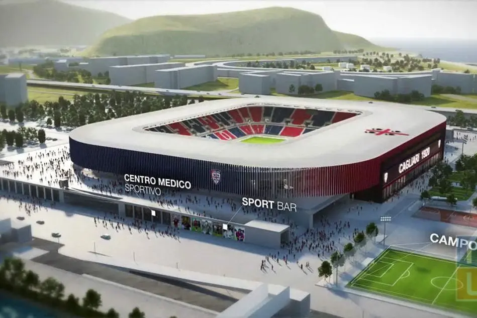 Il rendering del nuovo stadio Sant'Elia