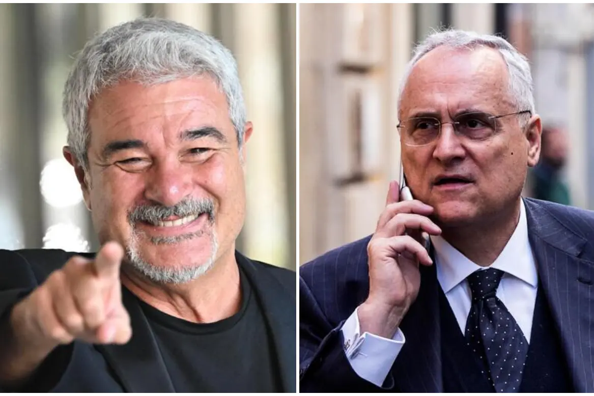 Pino Insegno e Claudio Lotito (Ansa)