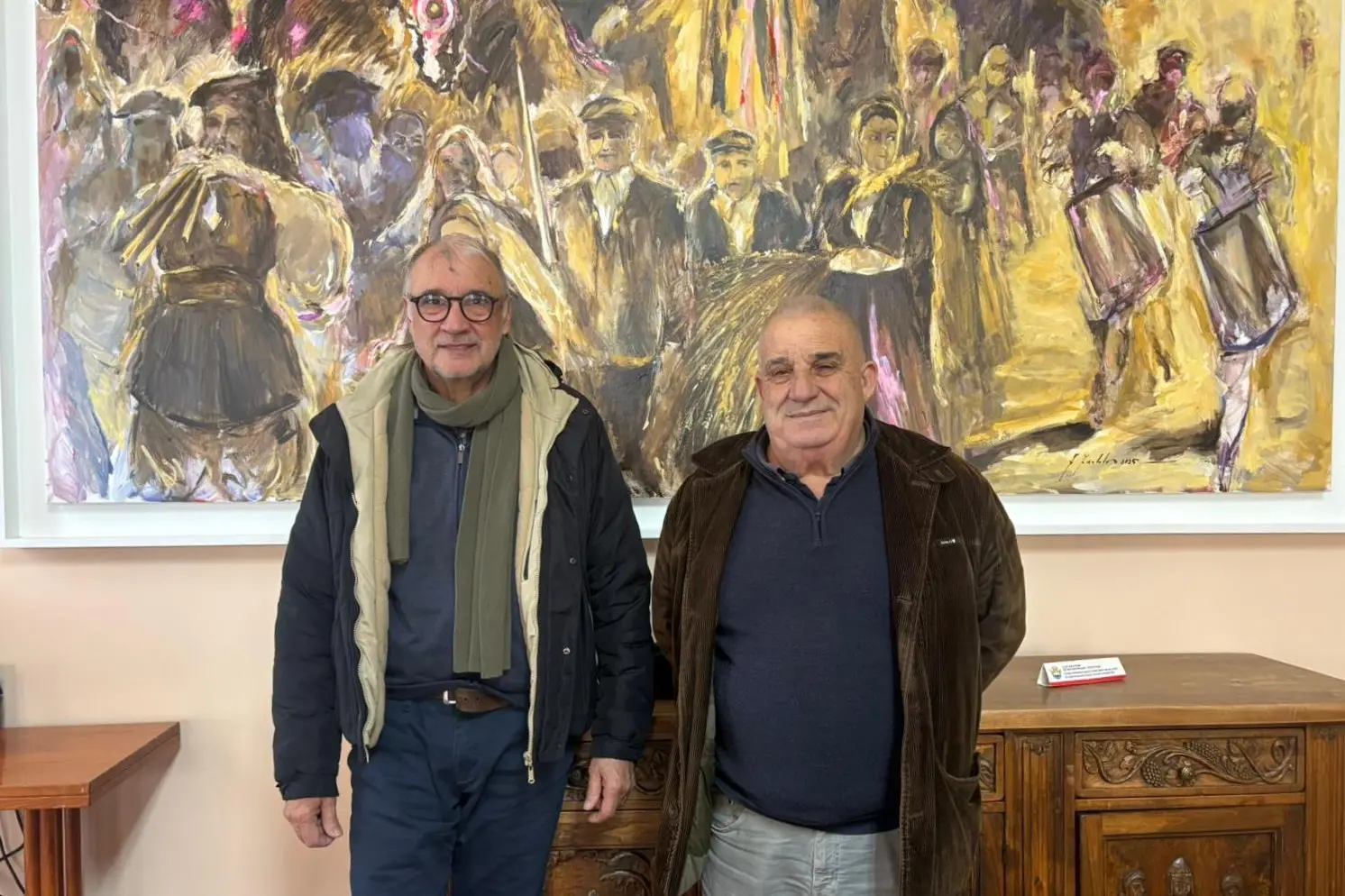 I presidenti del gremio dei Falegnami, Carlo Pisano, e dei Contadini, Tore Carta