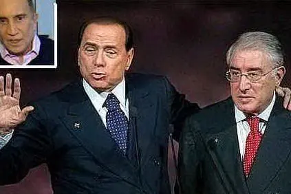 Berlusconi e Dell'Utri. Nel riquadro, Emilio Fede