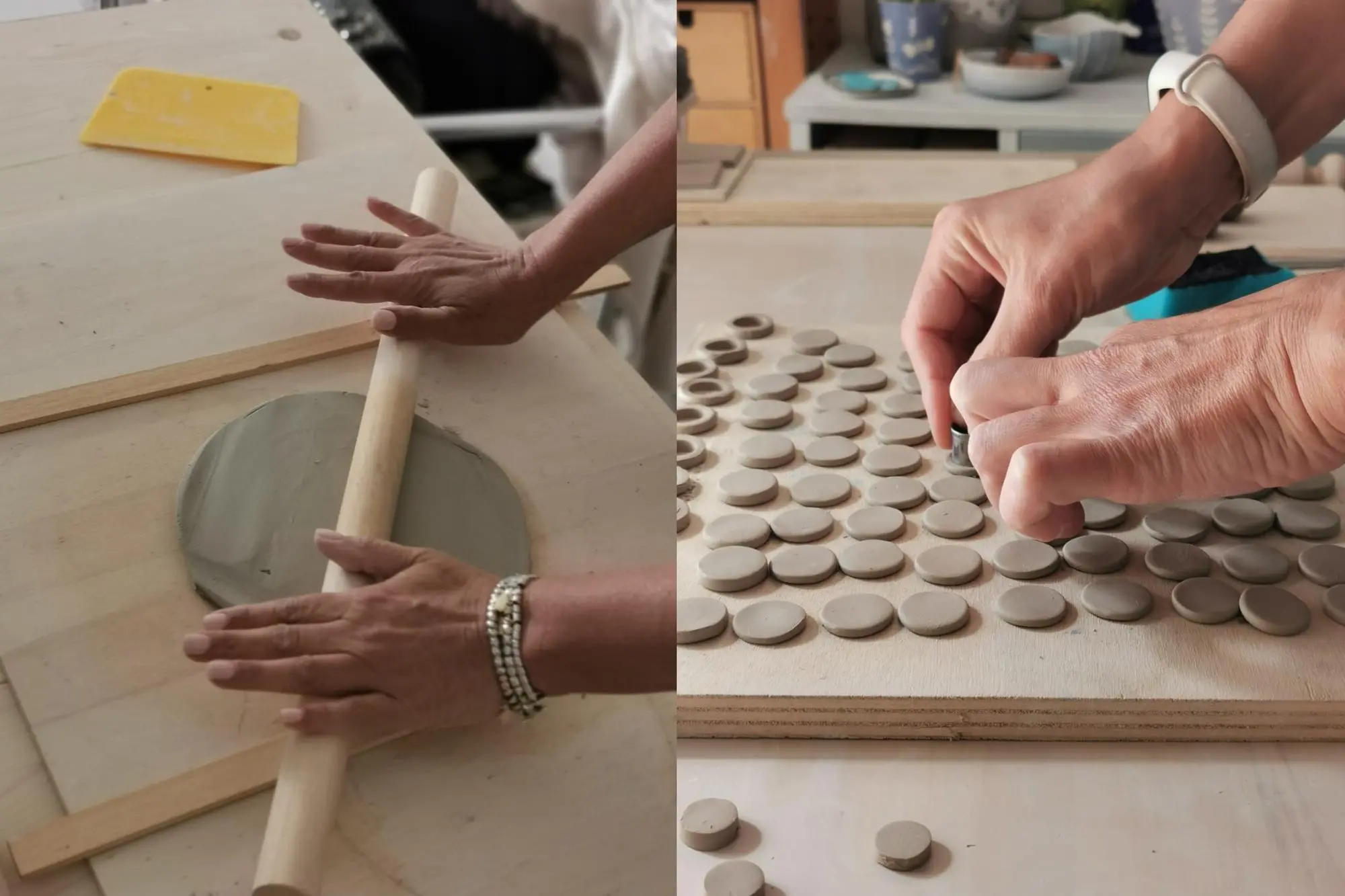 Due fasi della lavorazione della ceramica (foto concesse)
