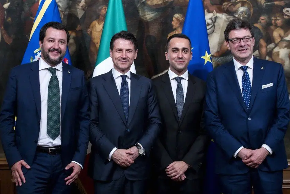 Salvini, Conte, Di Maio e Giorgetti (Ansa)