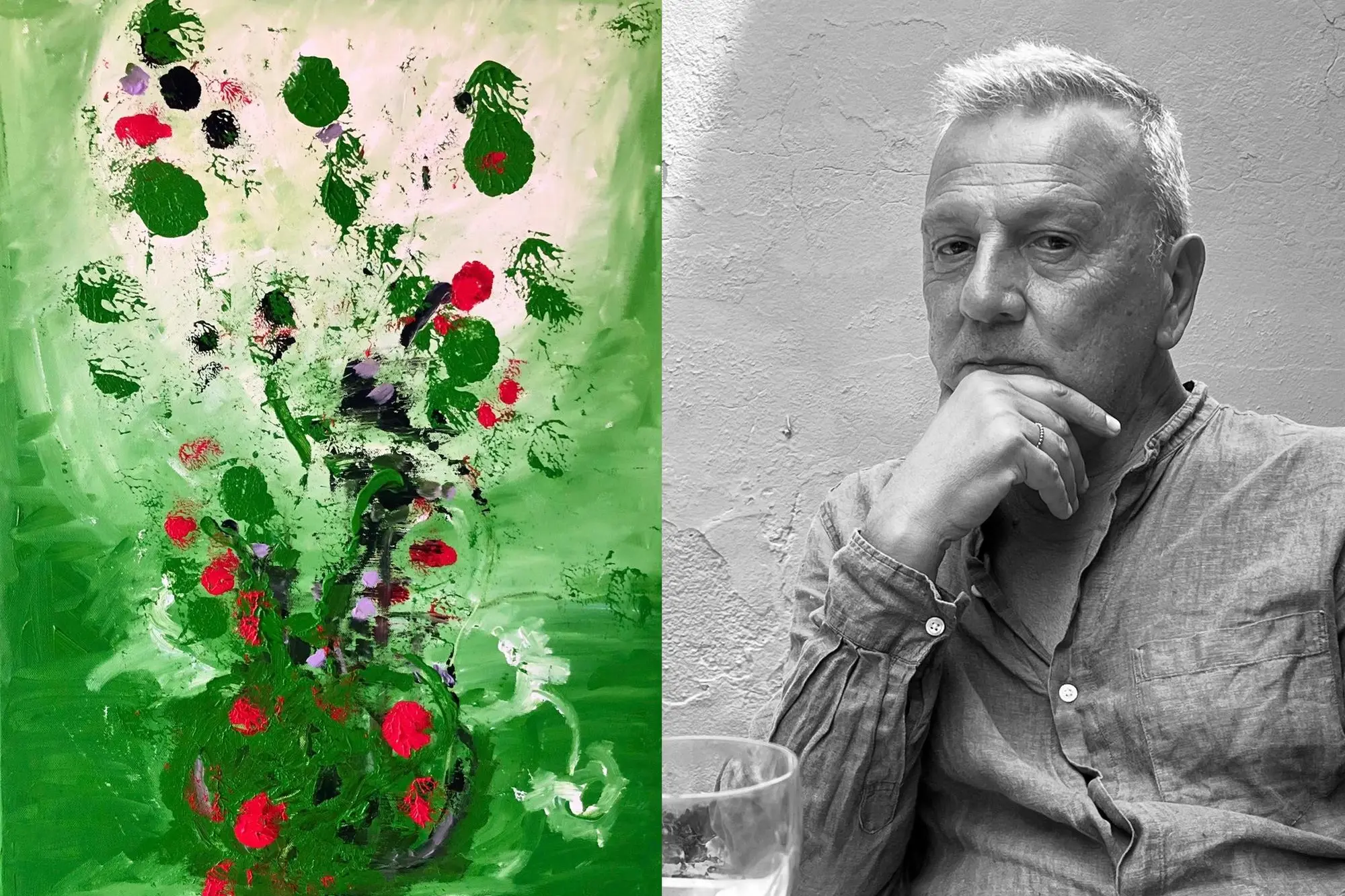 Massimo Caria con una delle sue opere (foto ufficio stampa)