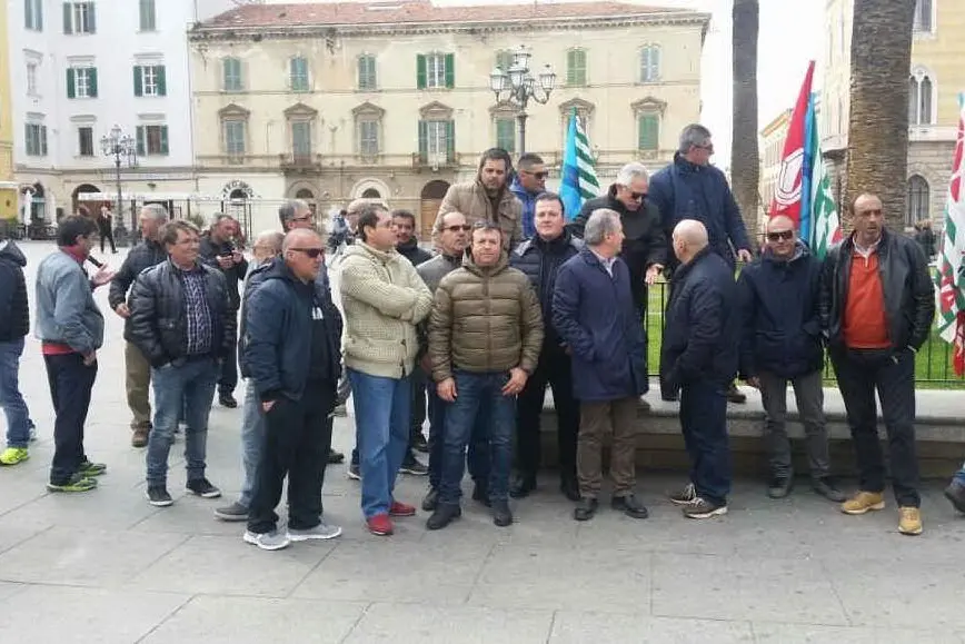 La protesta dei lavoratori Edicom a Sassari