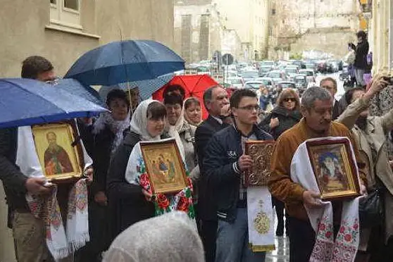 Un'immagine della celebrazione della Pasqua ortodossa a Cagliari