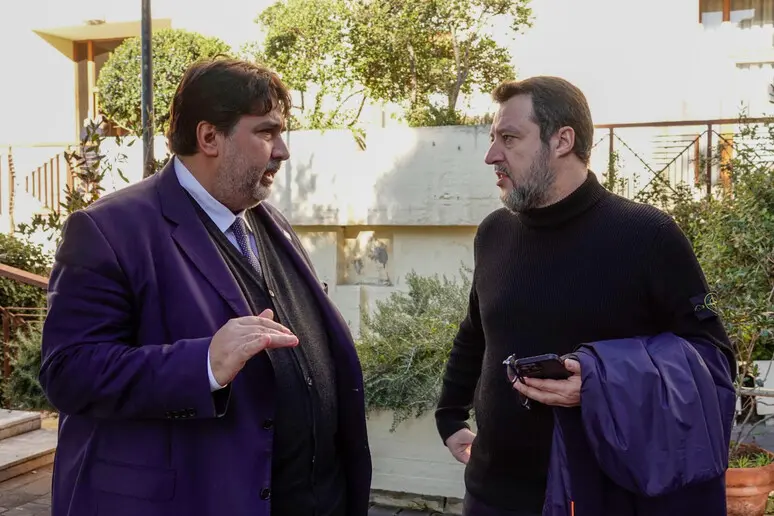 Christian Solinas e Matteo Salvini (Ansa)