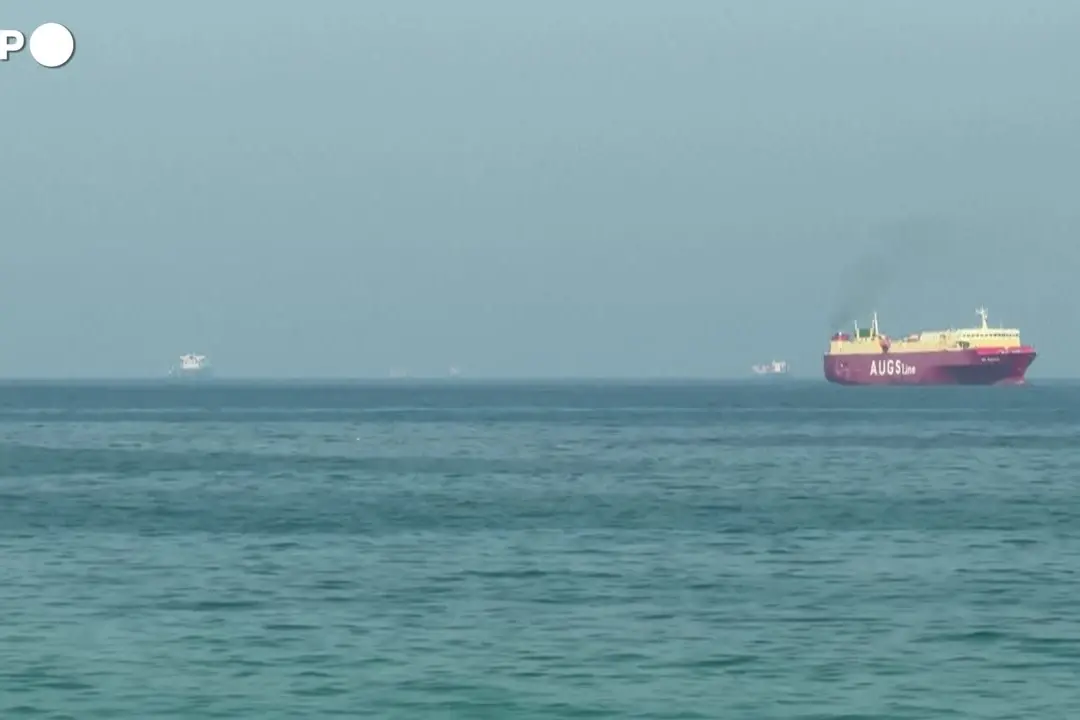 Navi al largo della costa orientale degli Emirati Arabi Uniti, vicino allo Stretto di Hormuz