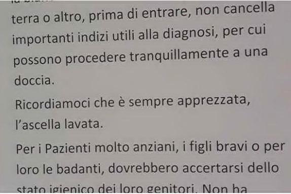 Messina, avviso ai pazienti: &quot;Lavatevi le ascelle&quot;. Polemica sul Policlinico