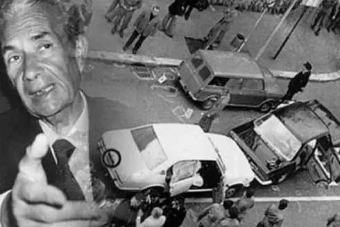Aldo Moro e un'immagine della strage di via Fani