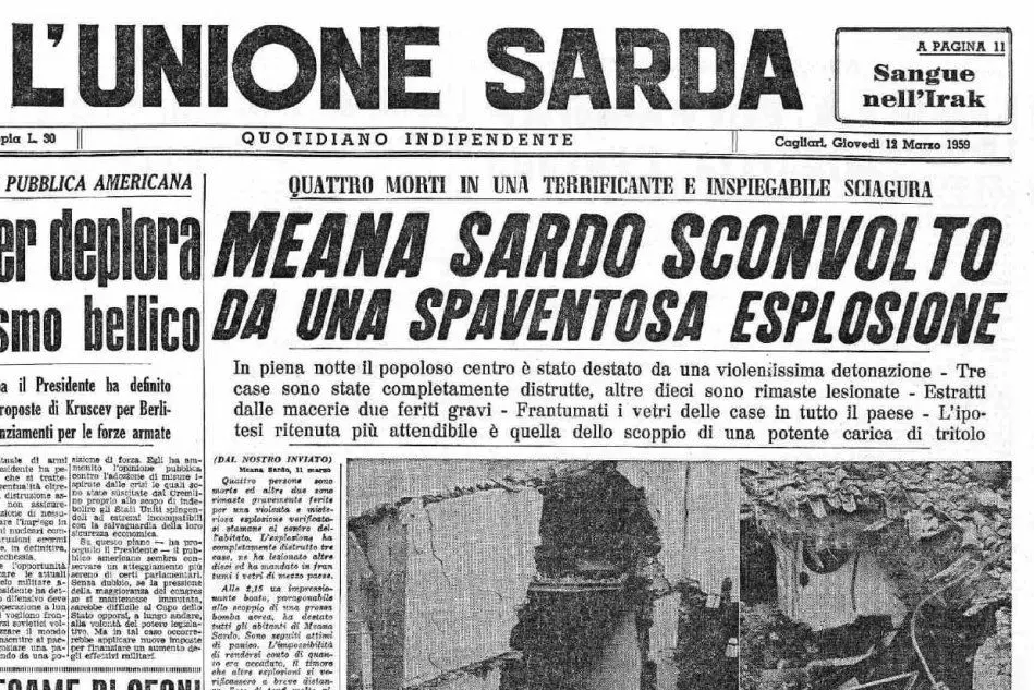 #AccaddeOggi: il 12 marzo 1959 un'esplosione sveglia Meana Sardo. Quattro le vittime e diversi i feriti