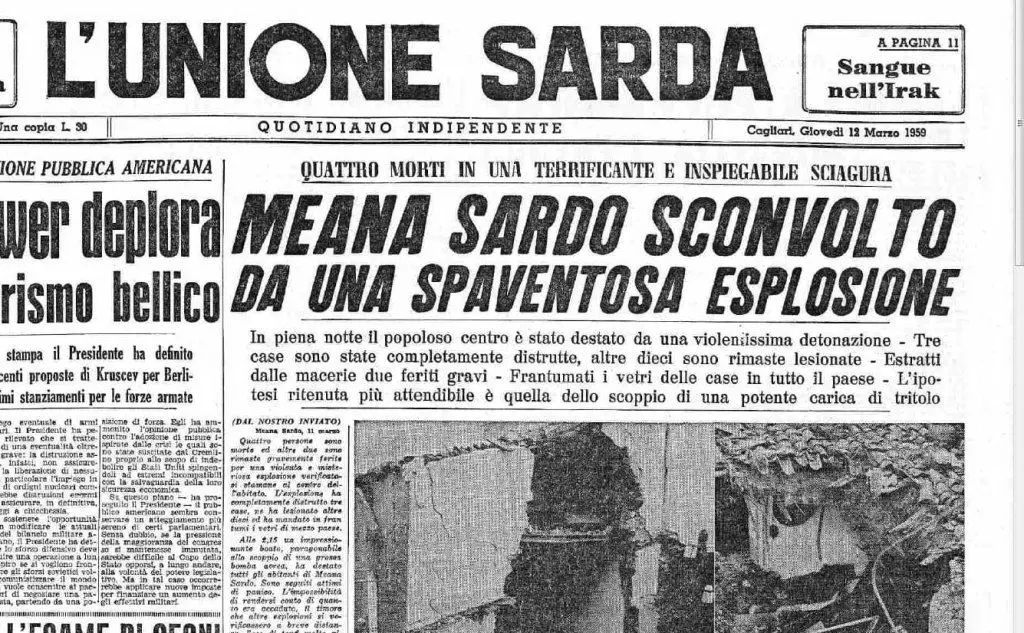 #AccaddeOggi: il 12 marzo 1959 un'esplosione sveglia Meana Sardo. Quattro le vittime e diversi i feriti