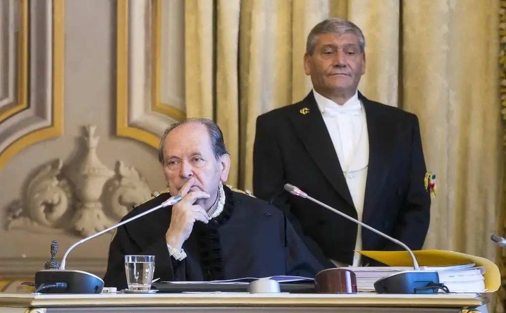 Il presidente della Corte costituzionale Giorgio Lattanzi durante l'udienza pubblica sul caso (Ansa)