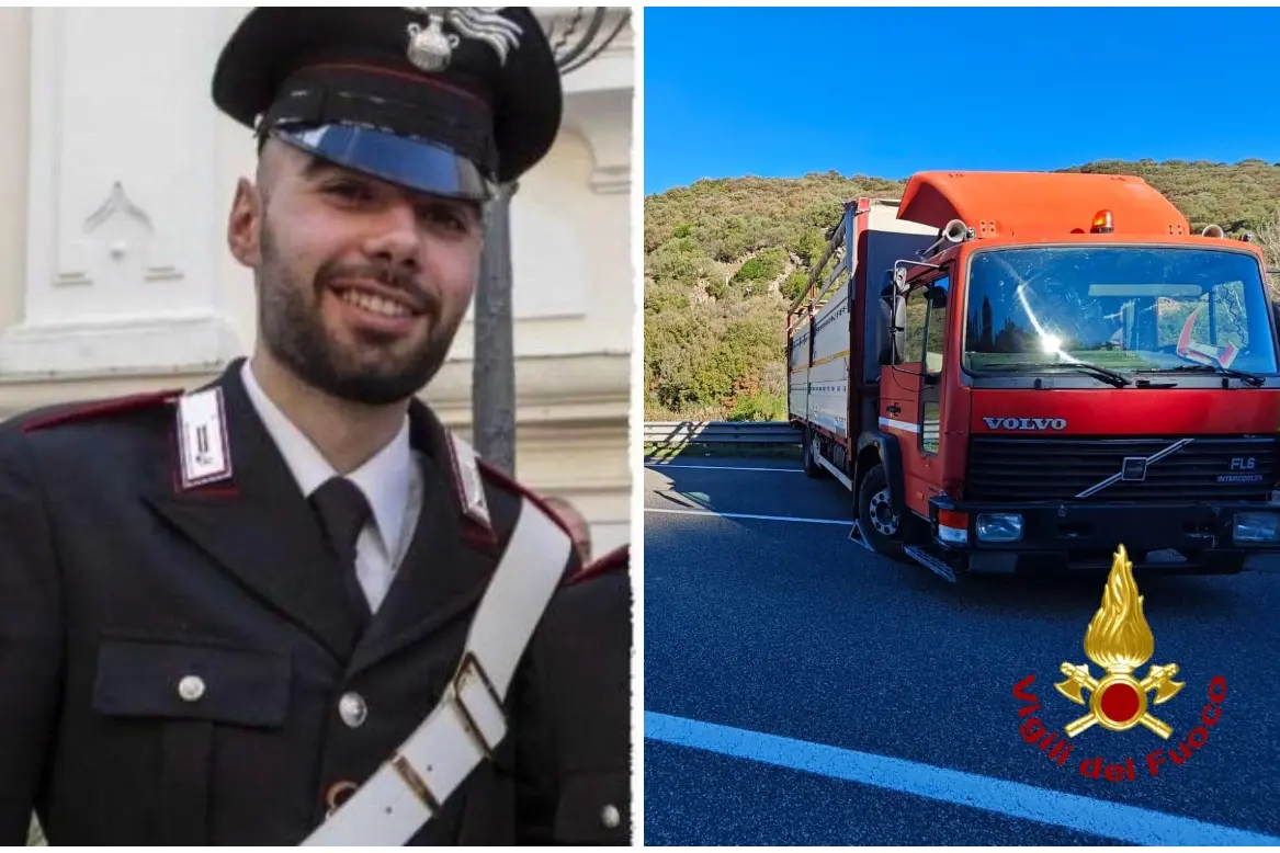 A sinistra Sebastiano Marrone, a destra il luogo dell'incidente dove ha perso la vita Giovannino Demontis, 72 anni (Archivio L'Unione Sarda/Vigili del fuoco)