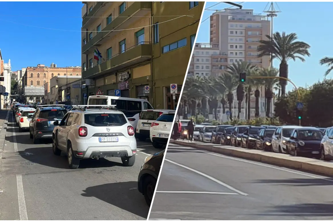 Il traffico nel centro di Cagliari (L'Unione Sarda)