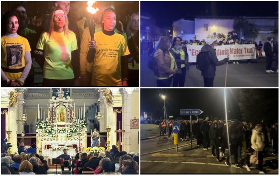 Una notte di preghiera da Sinnai a Bonaria: in migliaia i fedeli in marcia sotto le stelle