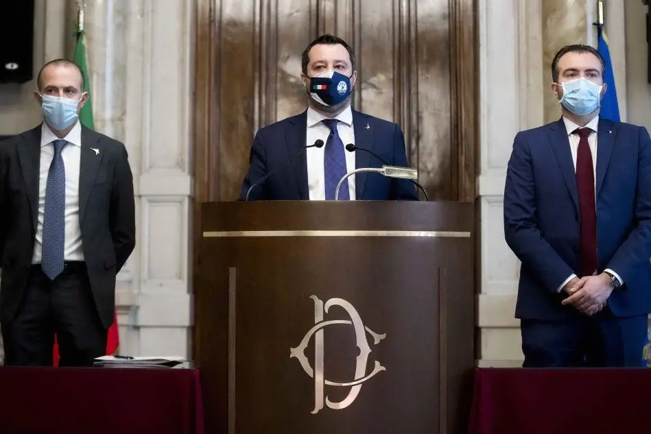 La delegazione della Lega (Ansa)