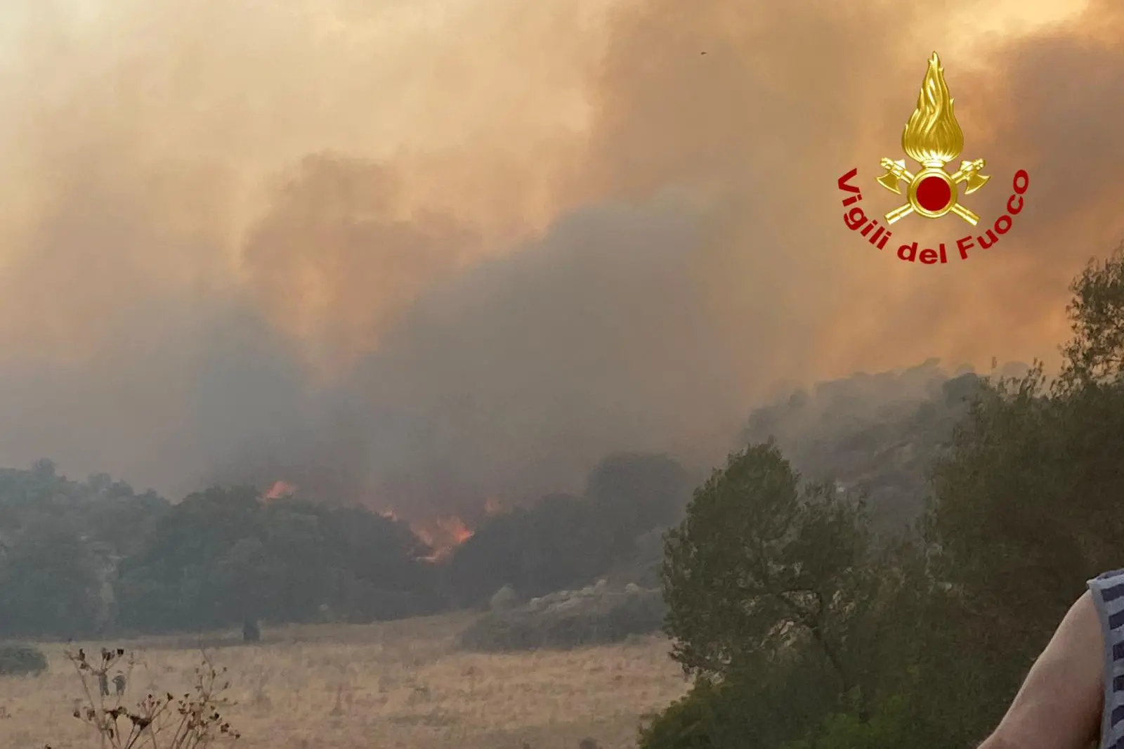 L'incendio a Orotelli (foto vigili del fuoco)