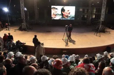 La protesta dei lavoratori sardi nel programma televisivo di rai 2 Annozero foto Milena Mundula